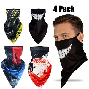 4 Pack Unisex UV Protection Neck Gaiter Face Mask, Windproof Dustproof Breathable Hanging Ear Face Cover for Cycling Motorcycle Running Hiking Outdoor Sports
