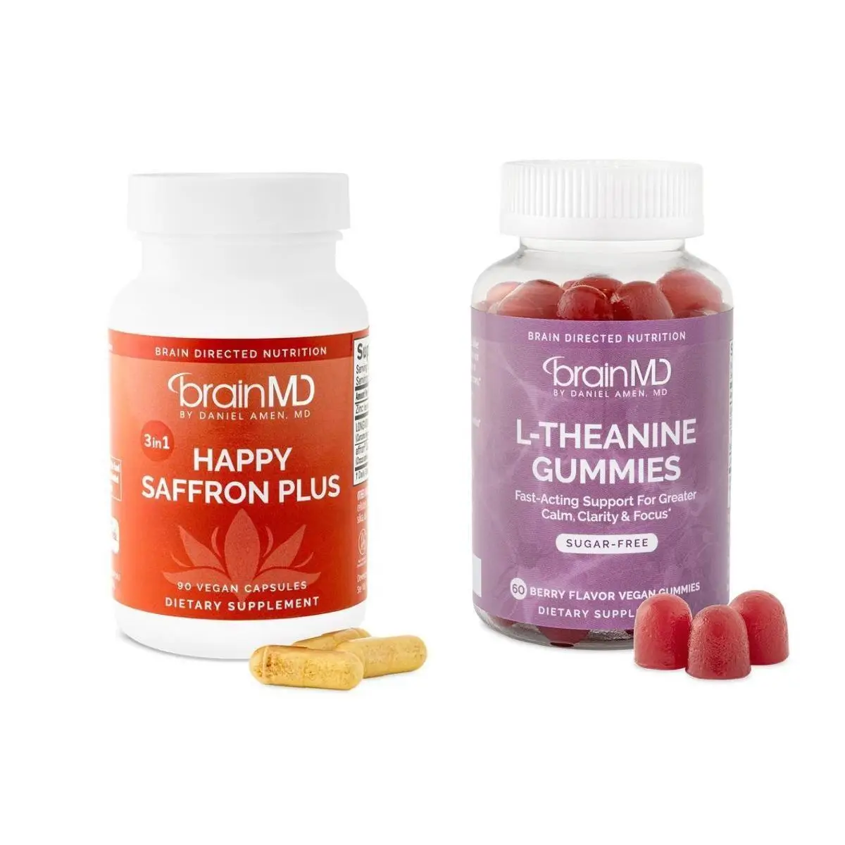 Best Of BrainMD Bundle - Happy Saffron Plus & L-Theanine Gummies - Vegan, Sugar-...