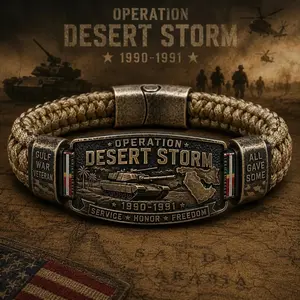 Gulf War Veteran Commemorative Paracord Bracelet, Operation Desert Storm 1990-1991 Military Wristband For US Veterans Souvenir Gift
