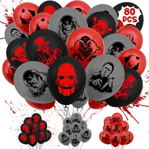 80 PCS Horror Movie Balloons - Classic Character Decor for Halloween/Birthday Parties | Spooky Party Supplies for Boys Girls Adults