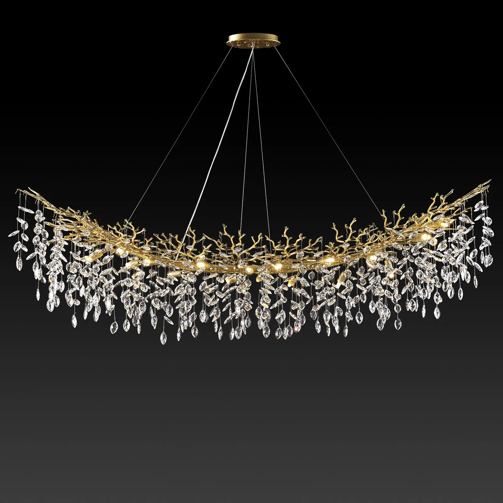 Modern Crystal Silver Chandelier,72" Large Rectangular Chandeliers for Dining Room, Tree Branch Crystal Lving Room Chandelier,Dining Room Over Table Chandelier,Fixture Height-Adjustable