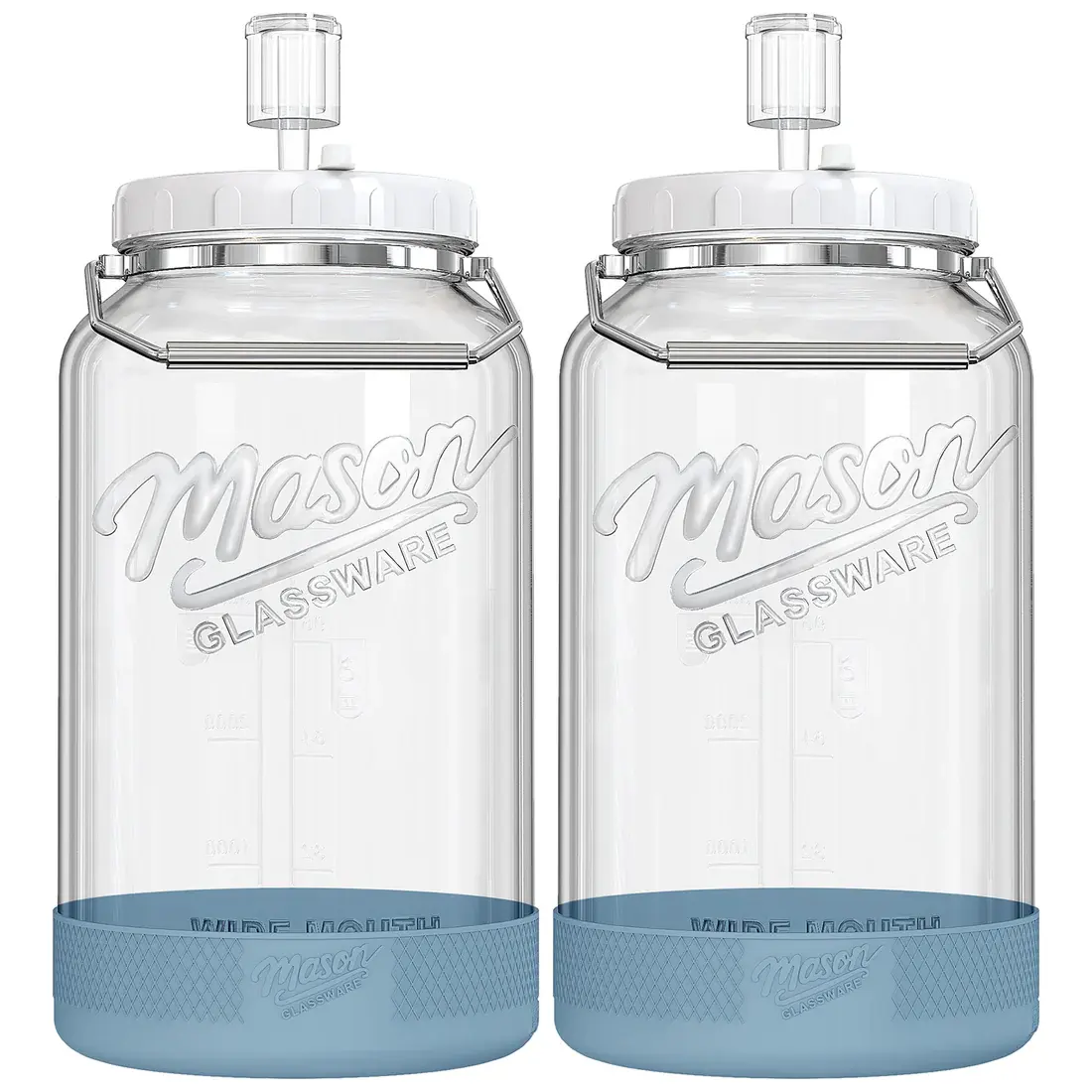 Syntic 2-Piece 1.5-Gallon Wide Mouth Kitchen Glass Fermentation Jars with Handles, Silicone Lid, Stainless Steel Airlock Kit - Kitchen Preserving Containers