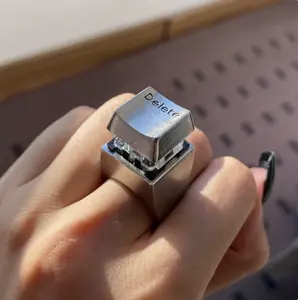 Delete ring delete key decompression vent keyboard key creative funny personality toy adjustable ring