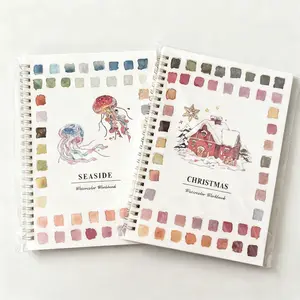 Christmas Watercolor Painting Practice Book, Santa Claus & Snowman Holiday Illustrations, Beach Watercolor Notebook Options, Beginner & Lover