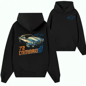 1972 Chevy Camaro Hoodie, Retro Chevy Camaro 72 Muscle Car Pullover, Vintage Classic Car Graphic Hoodie for Camaro Fans, Chevy Gift