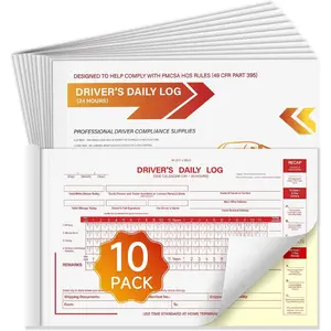 Daily HOS Log Book for Truck Drivers with 7 & 8 Day Recap,2-Ply Carbonless, 35 Sets per Book, 10-Pack,5.5"x8.5", Easy-to-Use and Durable, Meets 49 CFR 395.8