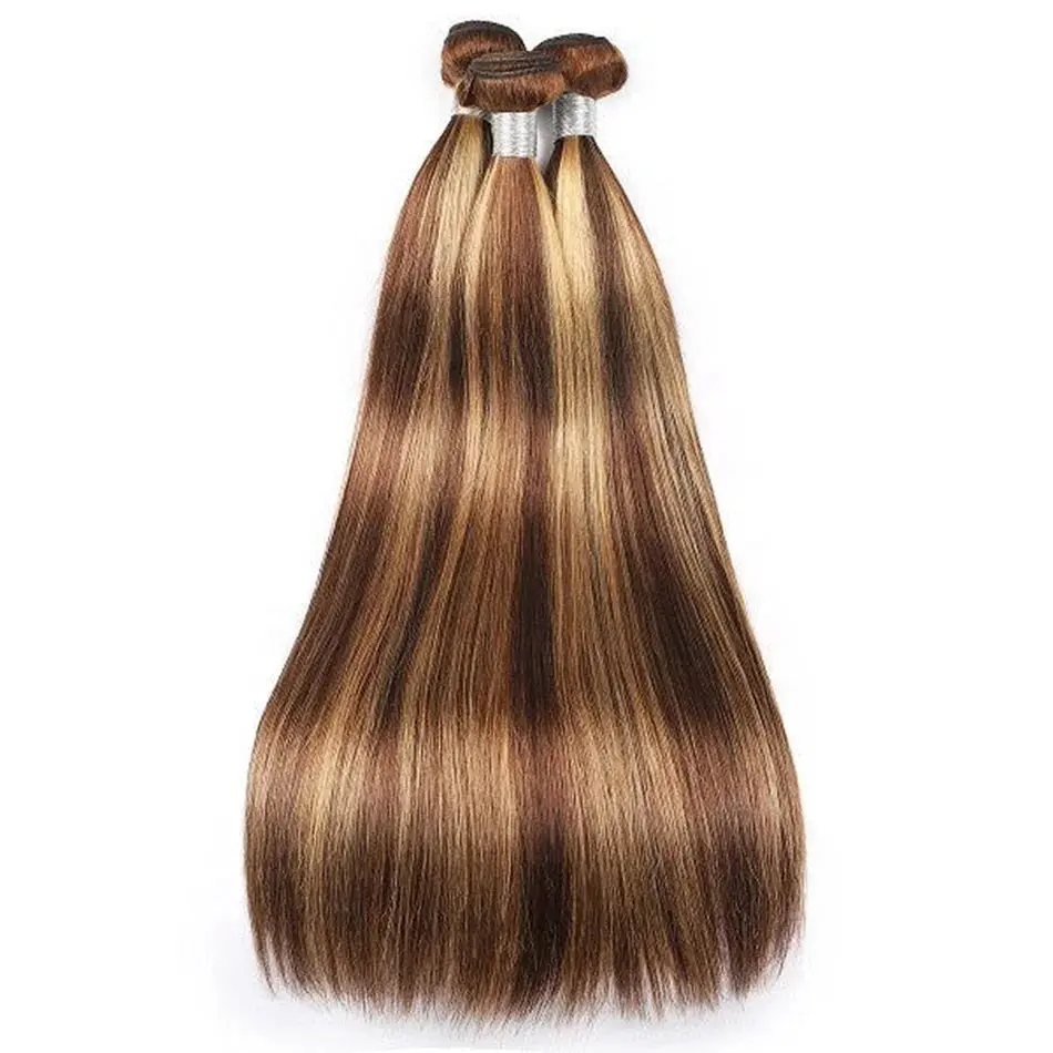 P4/27 Highlight Straight Human Hair Bundles 12A Honey Blonde 20 22 24 Inch Unprocessed