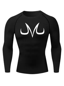 Men's Letter Print Round Neck Sports Tee, Quick Drying Long Sleeve Crew Neck T-shirt for Gym Workout Running, Gym T Shirts, Casual Sporty Top for Fall & Winter