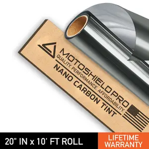 MotoShield Pro Nano Carbon Window Tint - 20" in x 10' ft Roll + Lifetime Warranty