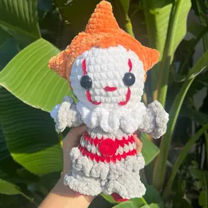 Creepy clown crochet amigurumi plushie