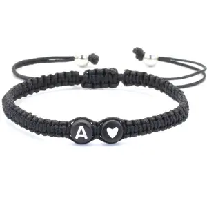 Initial Heart Bracelet - 26 Alphabet Braided Adjustable Bracelet for Women, Men, Teen Girls and Boys Jewelry Love