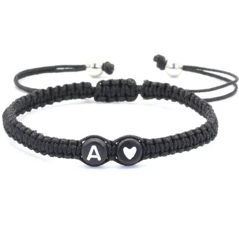 Women's Handmade Initial Letter Heart Charm Adjustable Customizable Bracelet - Personalized Costume Jewelry, Accessories for Women, Gifts for Boyfriend, Anniversary Gifts for Her, Charm Bracelets, Personalized Jewelry