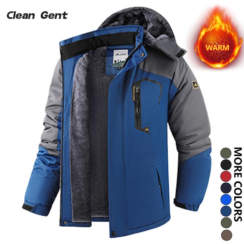 Men's Warm Fleece Outdoor Mountain Hooded Winter Jacket Windproof & Warm Fleece Lined Regular Fit Casual Long Sleeve Front Zipper Coat with Pockets Suitable for Autumn and Winter