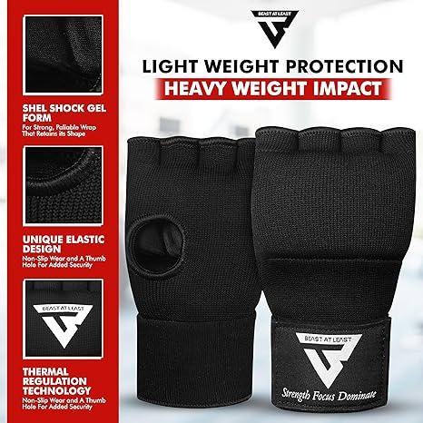 Gel Boxing Hand Wraps Inner Gloves for Men and Women, Quick 76cm Long Wrist Straps, Elasticated Padded Boxing Wraps for Muay Thai, MMA, Kickboxing, Martial Arts