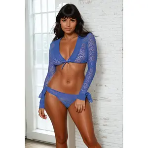 Blue Leopard Crop Top Set