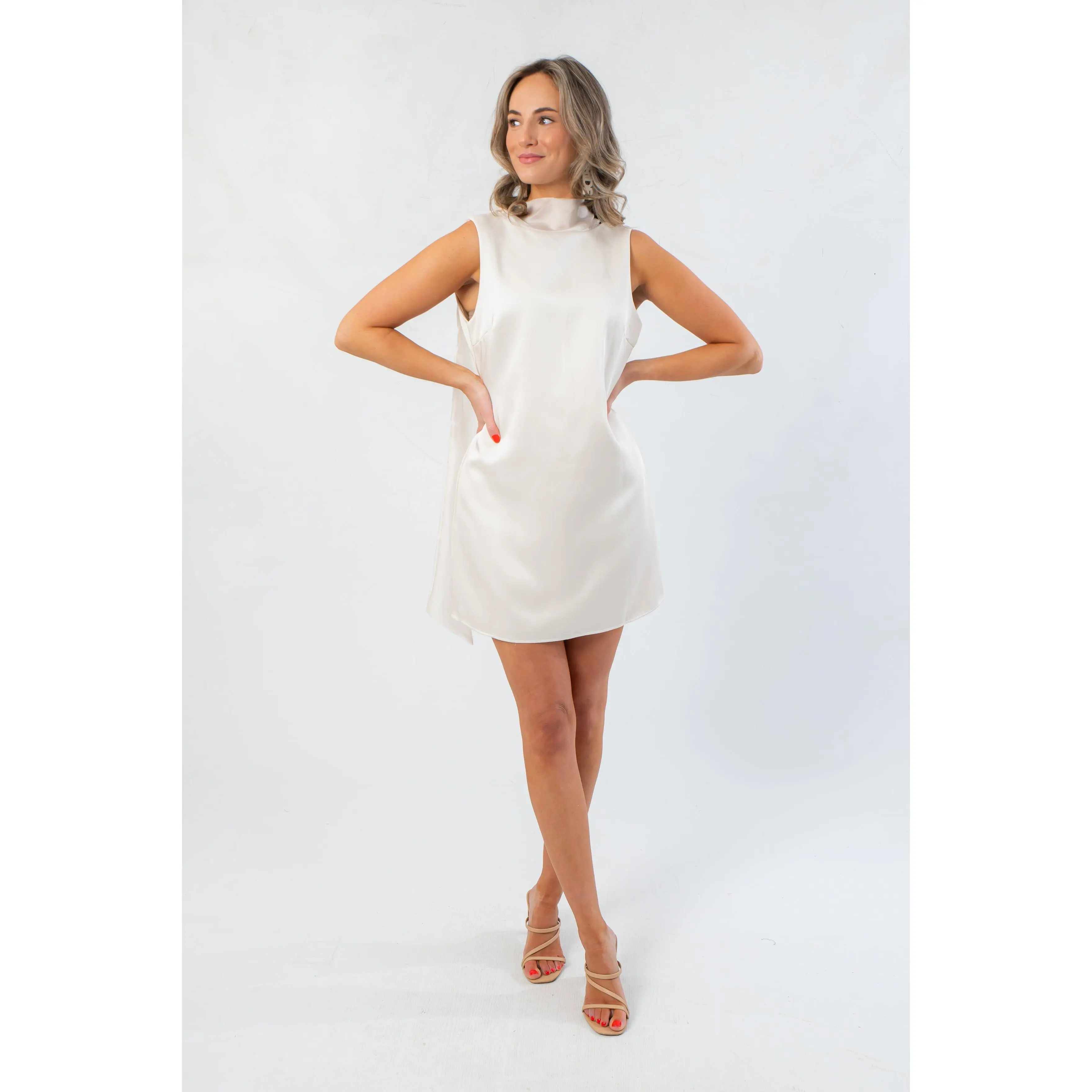 Perfect Moment White Organza Satin Mini Dress