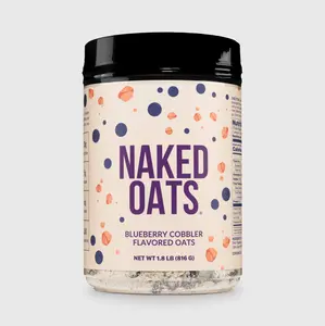 Naked Blueberry Cobbler Protein Oats - Gluten-Free Rolled Oats with Whey Protein for Lean Muscle & Stable Energy - 20g Protein, 6g Fiber, 5g Sugar