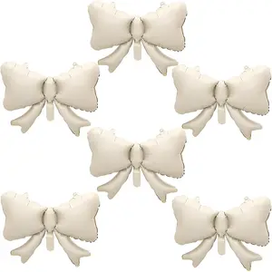 6Pcs White Bow Balloons - White Mylar Bow Coquette Balloons for Bows Birthday Decorations - Birthday Supplies