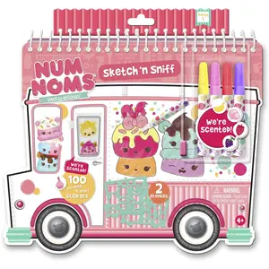 Canal Toys Num Noms Sketch 'n Sniff Portfolio Drawing and Market Set with 100 Scented Stickers 3 Markers and 2 Stencils for Kids