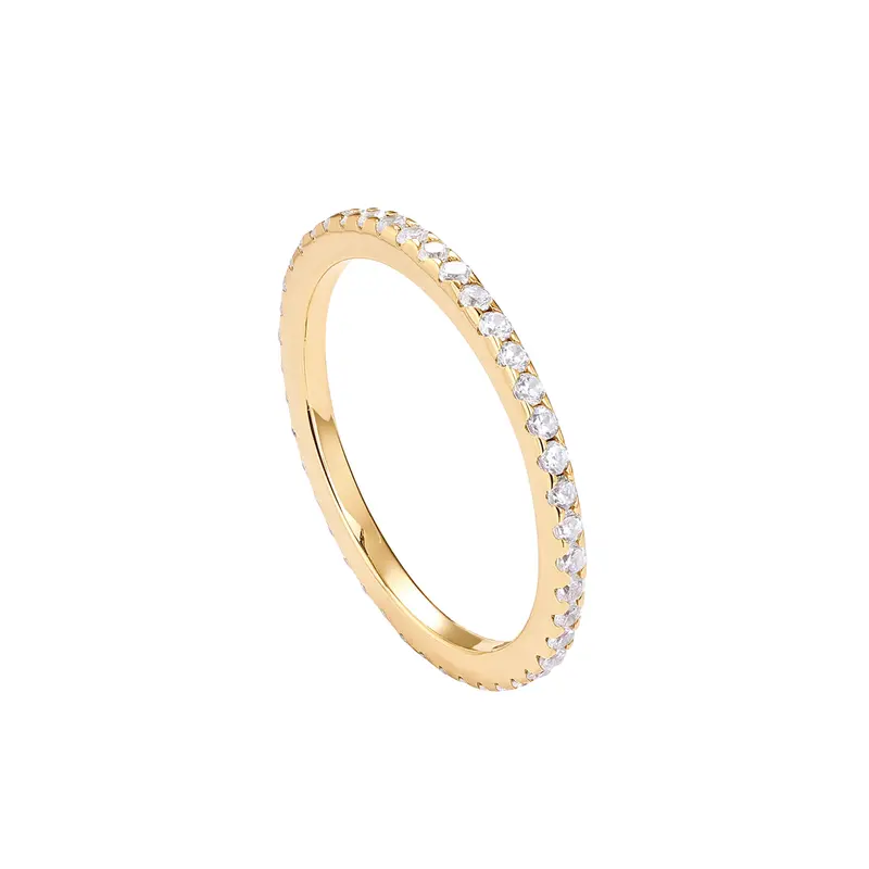 PAVOI 14K Gold Plated Solid 925 Sterling Silver CZ Simulated Diamond Stackable Ring Eternity Bands for Women