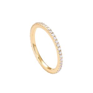 PAVOI 14K Gold Plated Solid 925 Sterling Silver CZ Simulated Diamond Stackable Ring Eternity Bands for Women