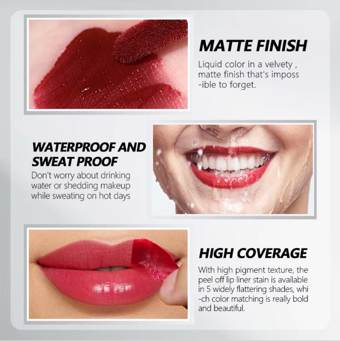 Tear-Off Matte Lip Stain Tattoo Dyed Lip Tint Peel-Off Liquid Lipstick Waterproof Lasting No Fading Lip Gloss #1 Glossy Cosmetic Makeup