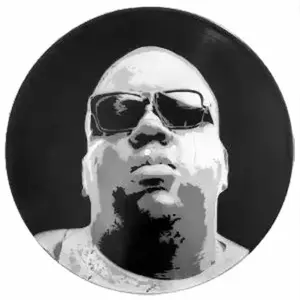 Biggie 12" x 12" Vinyl Record Painting - Artistic Wall Decoration for Room, Wall, and Artistic Ornaments