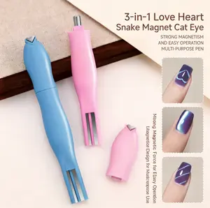 3-in-1 Cat Eye Nail Art Magnetic Tool Set, Heart, Round, and Stripe Heads Magnet, Multifunctional Gel Polishing Nail Art Tool, Suitable for DIY Home Salon, Studio, Party, and Gift Use - Manicure & Nail Care, nail tech supplies, nail kit for beginners