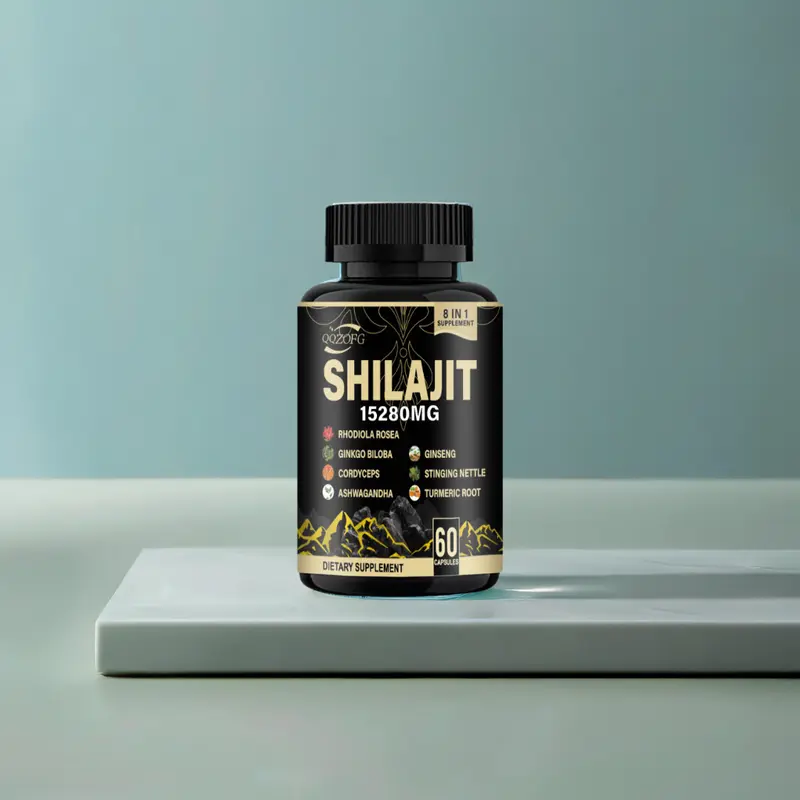 Himalayan Shilajit Capsules 8-in-1 Organic Formula 15,250mg with Ashwagandha, Black Seed Oil, Bladderwrack, Ginseng, and More – Concentrated Blend (60 Capsules for 30-Day Supply)