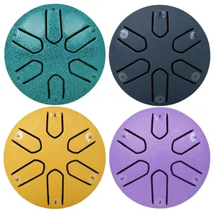 3 Inch 6 Tone Steel Tongue Drum, 1 Count Pocket Drum, Musical Instrument for Adults & Teens, Birthday Gift, Vanity Decor Accessories