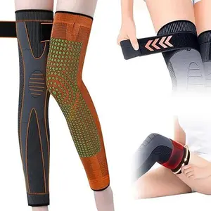 High-Elasticity Unisex Extended-Length Wrap Knee Brace, Breathable Knit Support Sleeve with Artemisia Warmth for Sports & Running, Adjustable Compression Strap for Basketball, Hiking, Joint Pain Relief (Orange)​