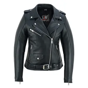 Bella Rider Women’s Motorcycle Jacket | Classic Brando Style Genuine Cowhide Leather | Asymmetrical Zipper | Black Biker Jacket for Riding, Casual Wear & Fashion Black