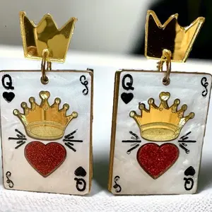Queen of Hearts Playing Card Earrings