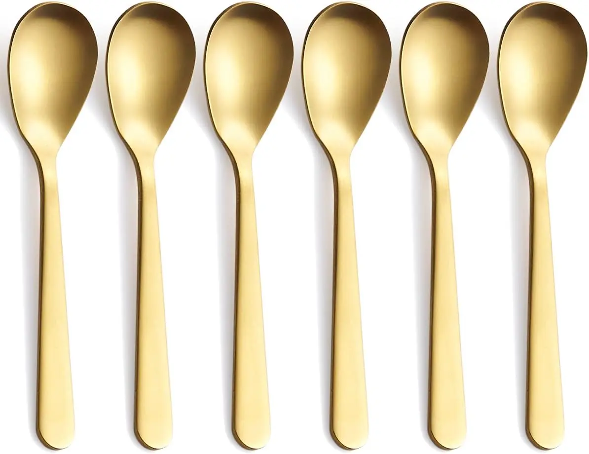 Matte  Demitasse Espresso Spoons, Stainless Steel Satin Finish Coffee Spoons, Mini Teaspoons, Sugar Spoons, 4.7-inch, Set of 6, 6-