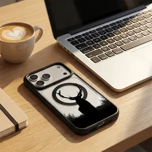Mysterious Dark Stag Silhouette Wild Grassland Art for iPhone17/16/15/14/13/12/X/PRO/PLUS Samsung(S22-S25) Matte Magnetic Phone Case iphone 13 cases Protection Screen Protector BOBOMKL1657007