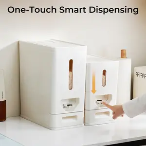 UFORU Rice Storage Container for Kitchens & Pantries: Space-Saving Press-to-Dispense Design + Airtight Seal to Block Pests & Dust. BPA-Free with Viewing Window + Built-In Measuring Scoop. Perfect for Busy Households!