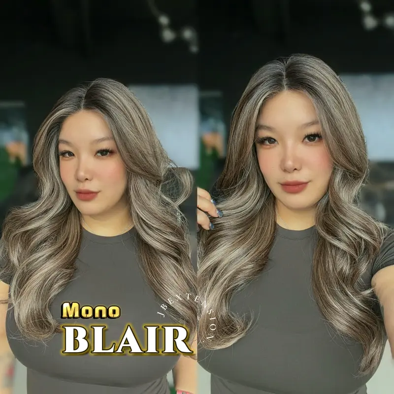JBEXTENSION BLAIR MONO Monofilament Handmade Wig 6X5 Full Monofilament Hand Tied Top Wig 24 Inches Mono Lace Wig with Anti-slip Silicone Strips Glueless Wig BLAIR MONO【BENDY EAR TABS】