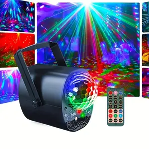 One three in one multi-color disco and laser party light - USB powered, with sound activated LED stage flash, including remote control - perfect for DJ, carnival, family gatherings, Easter, Mother's Day, shopping carnival, event lighting, etc