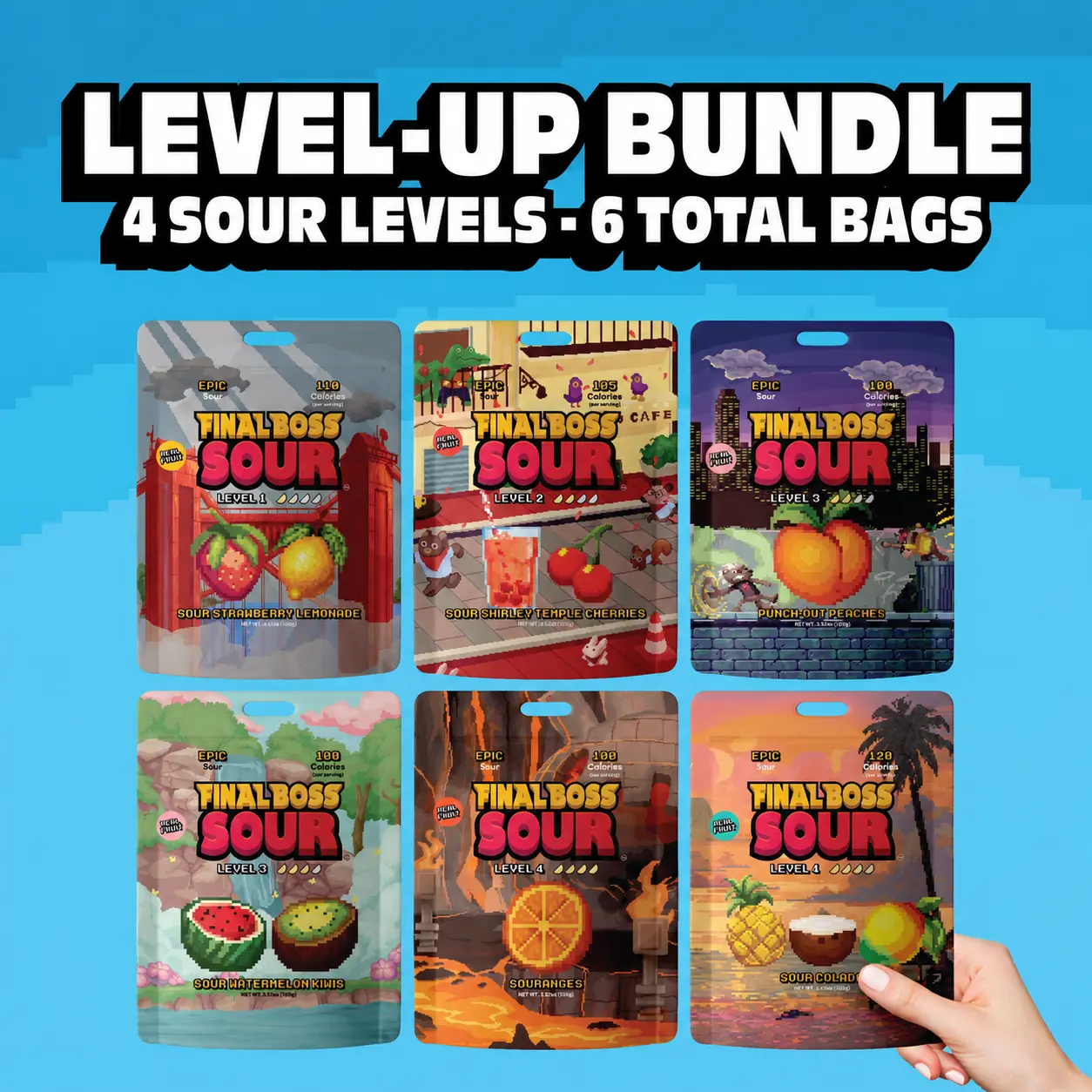 Final Boss Sour - Level-Up Bundle Variety Pack (6-Pack) | Real Dried Fruit | Fruit Snack Coconut Watermelon Peach Freezedried Mixed Berry Flavored Natural Final Boss Sour - Level-Up Bundle Variety Pack (6-Pack) | Real Dried Fruit | Fruit Snack Coconut Watermelon Peach Freezedried Mixed Berry Flavored Natural