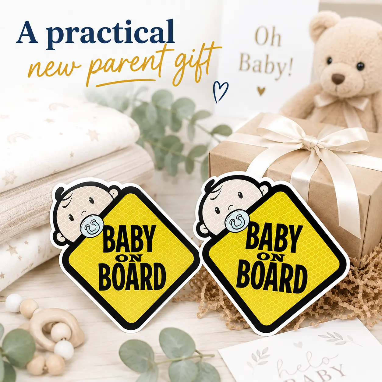 2Pcs Water Resistant Baby On Board Vinyl Stickers - Durable Safety Decals for Parents and Families with Infants, Sticker Deco & Branding Tools, Car Window Decoration