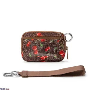 Cherry Print Mini Iris 2nd Gen RFID Blocking Anti-Theft Wristlet Wallet. Made of sturdy nylon, this compact portable card holder comes with zipper closure, durable key ring and detachable wrist strap. Perfect for travel, outdoor activities  daily casual.