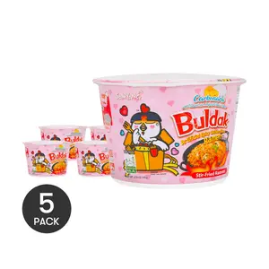 5Packs SAMYANG Korean Buldak Noodles Carbonara Stir-Fried Ramen Spicy Chicken Flavor Big Bowl, 3.7oz/Pack【Trending on TikTok】
