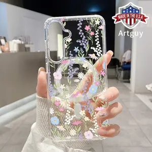 Magnetic Phone Case for Samsung Galaxy S24 Plus S23 FE S25 Ultra  Ultra S22+ Fresh Color Floral Pattern TPU Shockproof Anti-Scratch Stylish Smartphone Cover