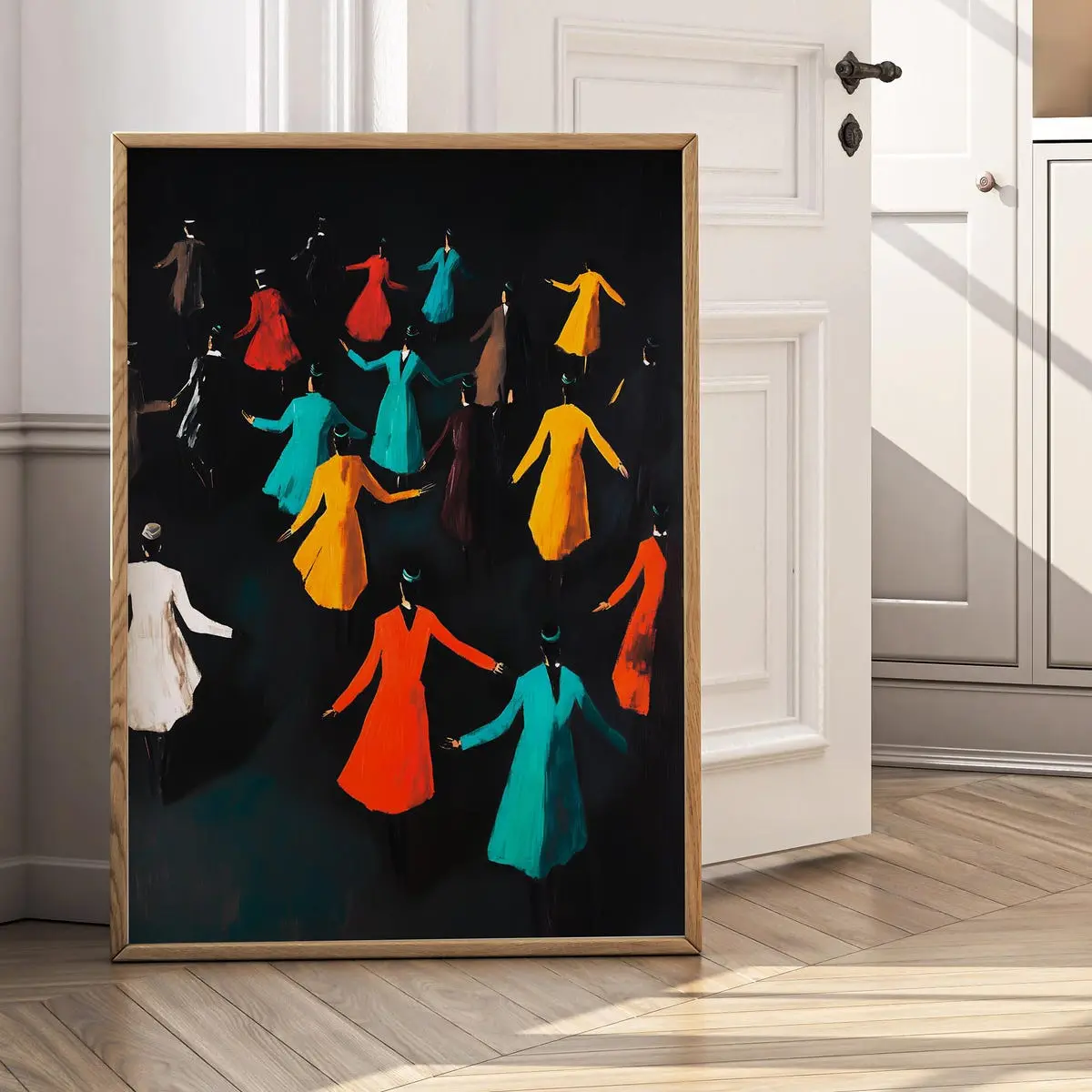 Abstract Dancers Wall Decor, Eclectic Maximalist Dancing Motion Poster, Bold Artistic Aesthetic Wall Art for Trendy Homes, Room Decor, Unframed