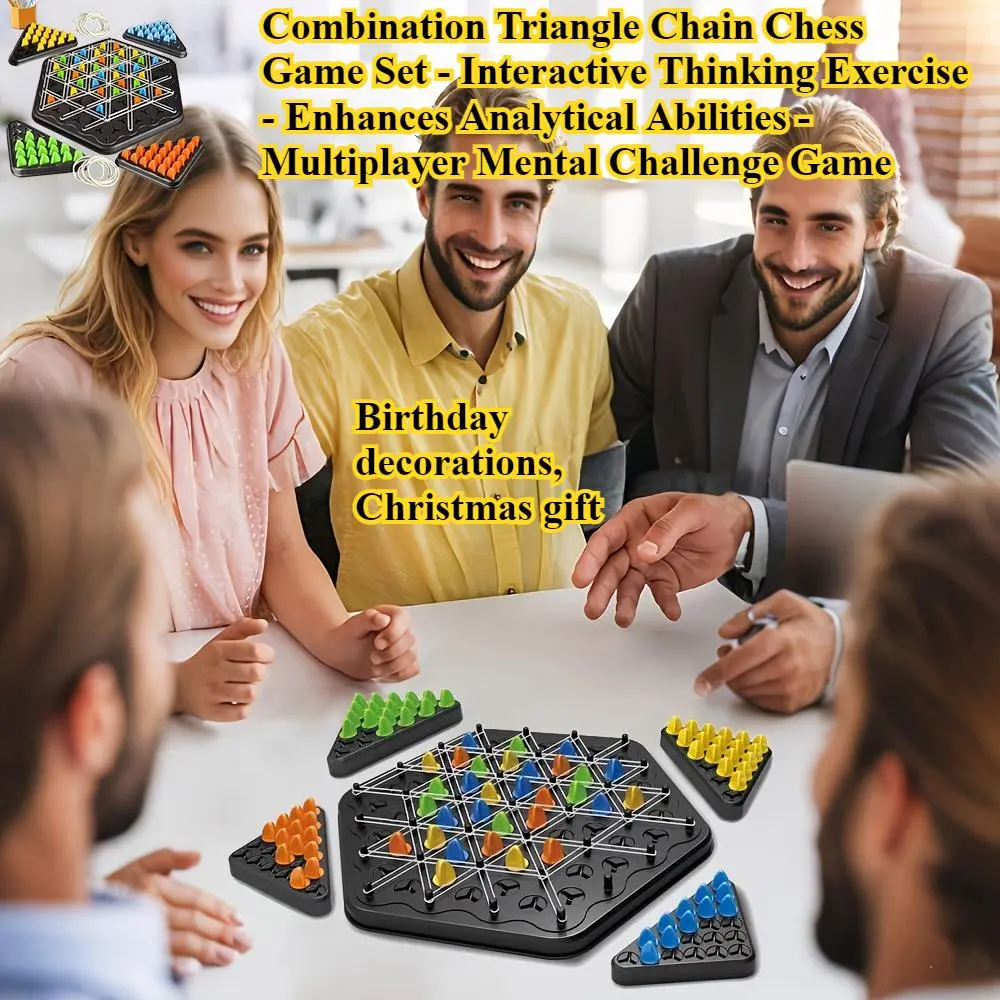 132pcs Combination Triangle Chess Strategy Board - Multiplayer Mental Challenge Game - Family Party & Social Gathering Activity - Interactive Thinking Exercise - Enhances Analytical Abilities - Birthday Decorations