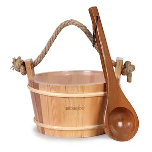Handmade Canadian Red Cedar Sauna Bucket and Ladle Set for Body Relaxation and Sweating - Perfect Sauna Accessories for Home Saunas - Ideal for Friends and Family
