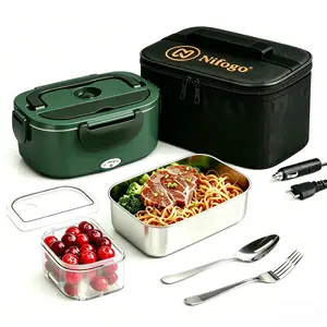Nifogo Electric Lunch Box, 80W Food Heater 1,8L for Adults Portable Food Heater with Tableware and Lunch Bag, Car & Home Portable Electronic Food Heater for Home Office Travel