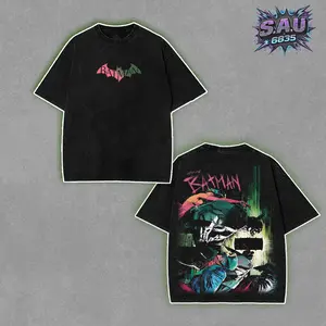 The Dark Knight Vengeance Shirt - Urban Streetwear Washed Boxy-fit Tee, Absolute Neon Brush Gothic Aesthetic Graphic Tops, Soft Cotton Casual Seamless Apparel, Gift for Retro Comic Fans Menswear