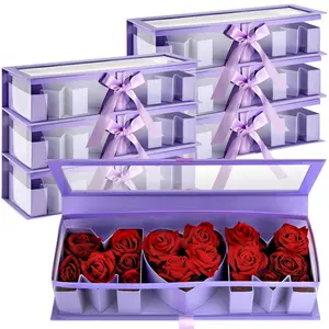 6 Pcs Mother's Day “MOM” Gift Box Empty Mom Fillable Flower Gift Boxes Cardboard Heart Shaped Letter Boxes with Clear Window for DIY Mother's Day Gifts Mother Grandma Stepmother Birthday Gift（Flowers not included）