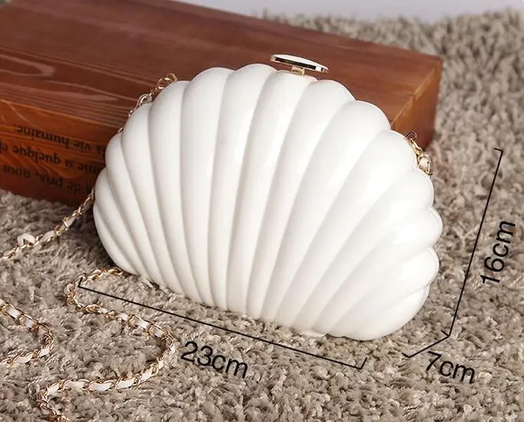 Pearl Shell Bag Women Fashion Gold Clutch Chain Shoulder Bag Shell Round Party Shopping Bag